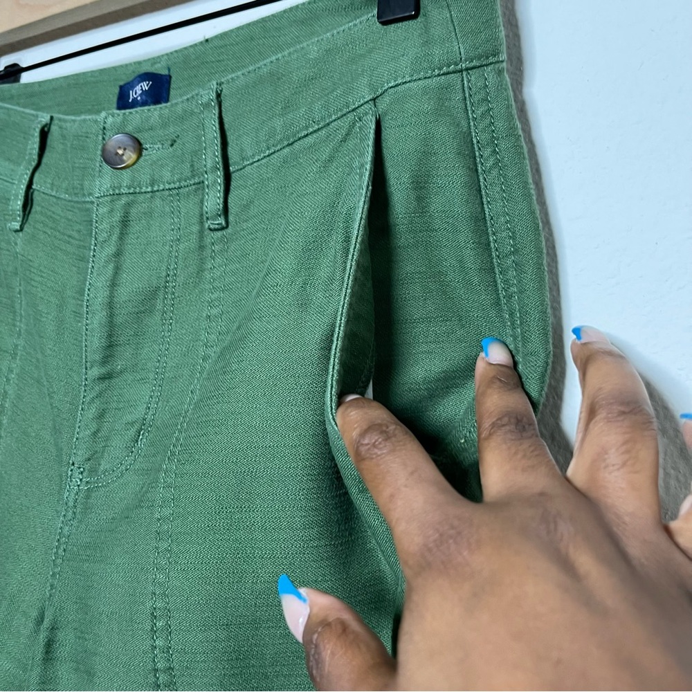J. Crew  Women Cotton Camp Pants 0 Patch‎ Pockets Tapered Leg Casual Green - Picture 3 of 11